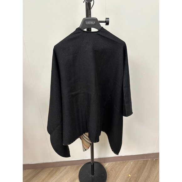 Burberry Icon stripe Solid Reversible Wool Cape Black US OS - Picture 3 of 8
